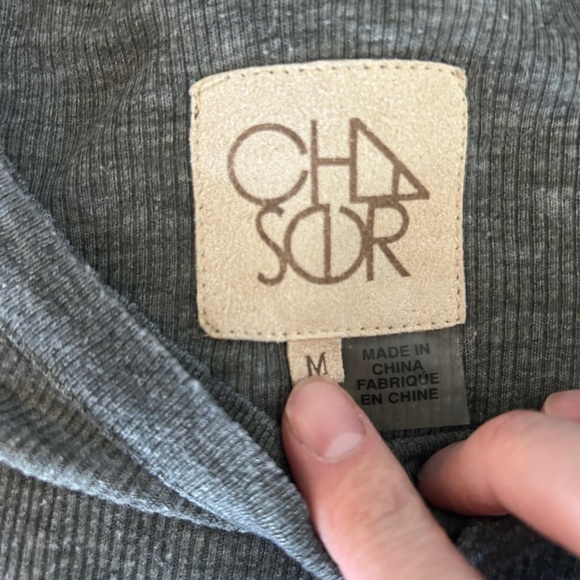 Chaser Vintage Heather Gray and Green Ribbed Shirt Set - Picture 3 of 5